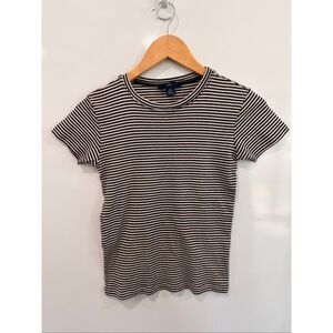 Vintage GAP Black White Stripe Ribbed Tee XS
